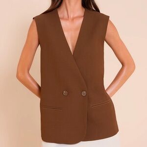 BROWN BOXY OVERSIZED VEST
